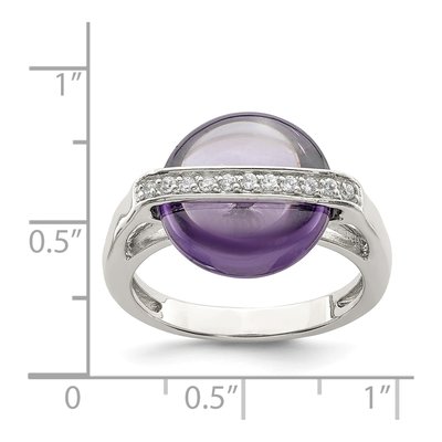 Sterling Silver Amethyst & CZ Ring – view 6