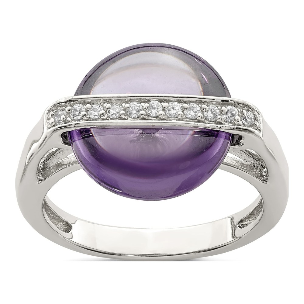 Sterling Silver Amethyst & CZ Ring