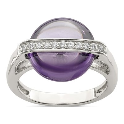 Sterling Silver Amethyst & CZ Ring