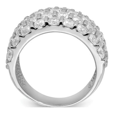 Sterling Silver CZ Wide Wedding Band – view 3