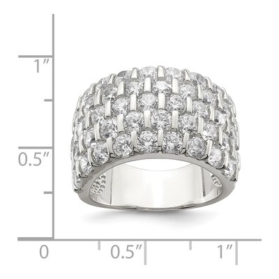 Sterling Silver CZ Wide Wedding Band – view 4