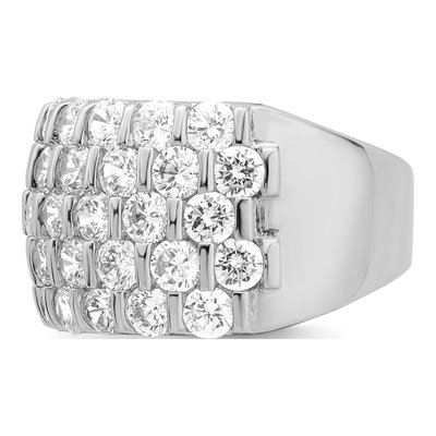 Sterling Silver CZ Wide Wedding Band – view 5