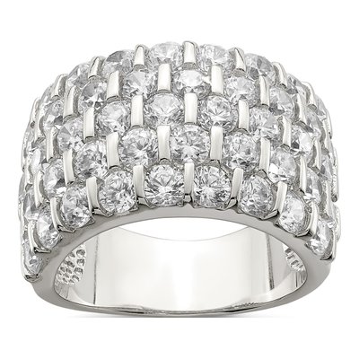 Sterling Silver CZ Wide Wedding Band