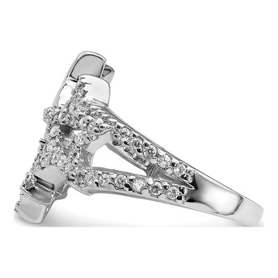 Sterling Silver CZ Triple Star Ring – view 4