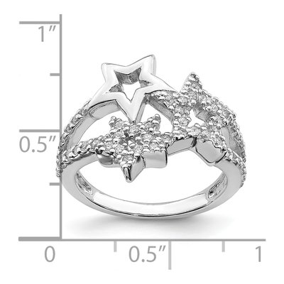 Sterling Silver CZ Triple Star Ring – view 5
