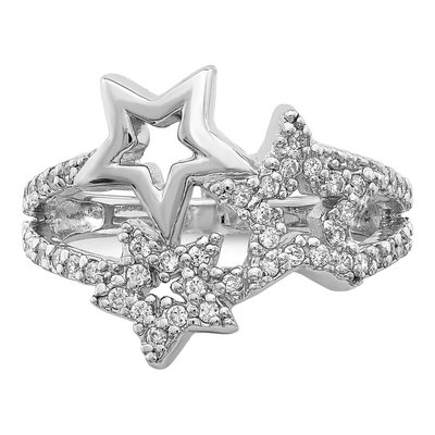 Sterling Silver CZ Triple Star Ring – view 6