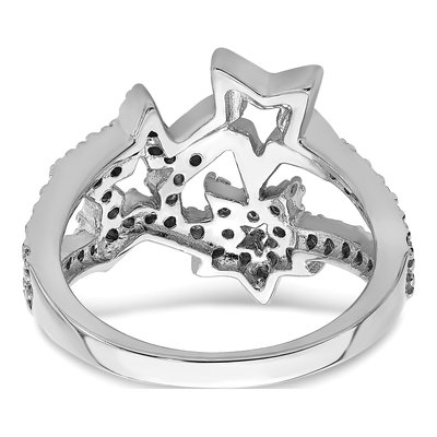 Sterling Silver CZ Triple Star Ring – view 7