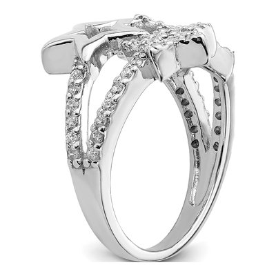 Sterling Silver CZ Triple Star Ring – view 8