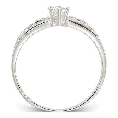 Sterling Silver CZ Row Solitaire Promise Ring – view 3