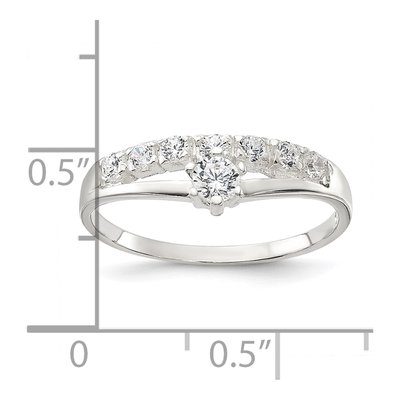 Sterling Silver CZ Row Solitaire Promise Ring – view 4