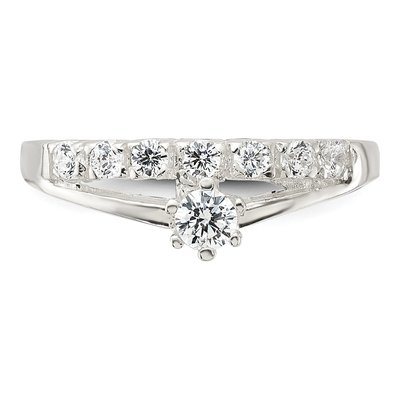 Sterling Silver CZ Row Solitaire Promise Ring – view 6