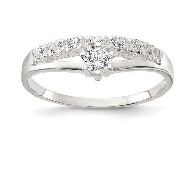 Sterling Silver CZ Row Solitaire Promise Ring