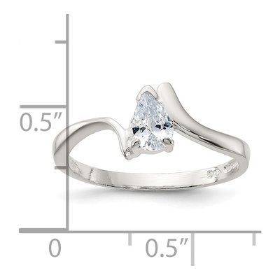 Sterling Silver CZ Pear Ring – view 4