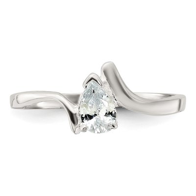 Sterling Silver CZ Pear Ring – view 6