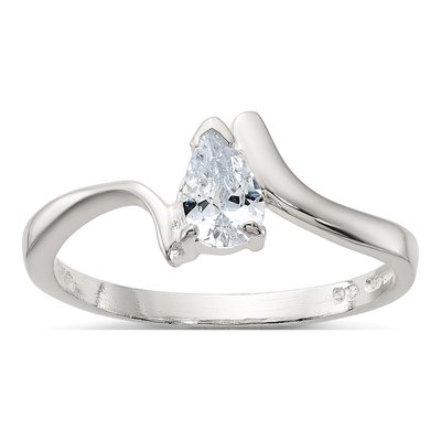 Sterling Silver CZ Pear Ring