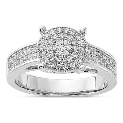 Sterling Silver CZ Micro Pave Circle Ring