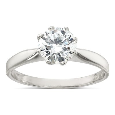 Sterling Silver CZ Round Engagement Ring