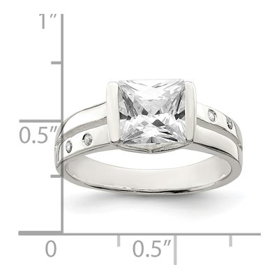 Sterling Silver CZ Square Ring – view 3