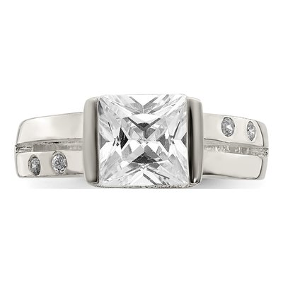 Sterling Silver CZ Square Ring – view 5