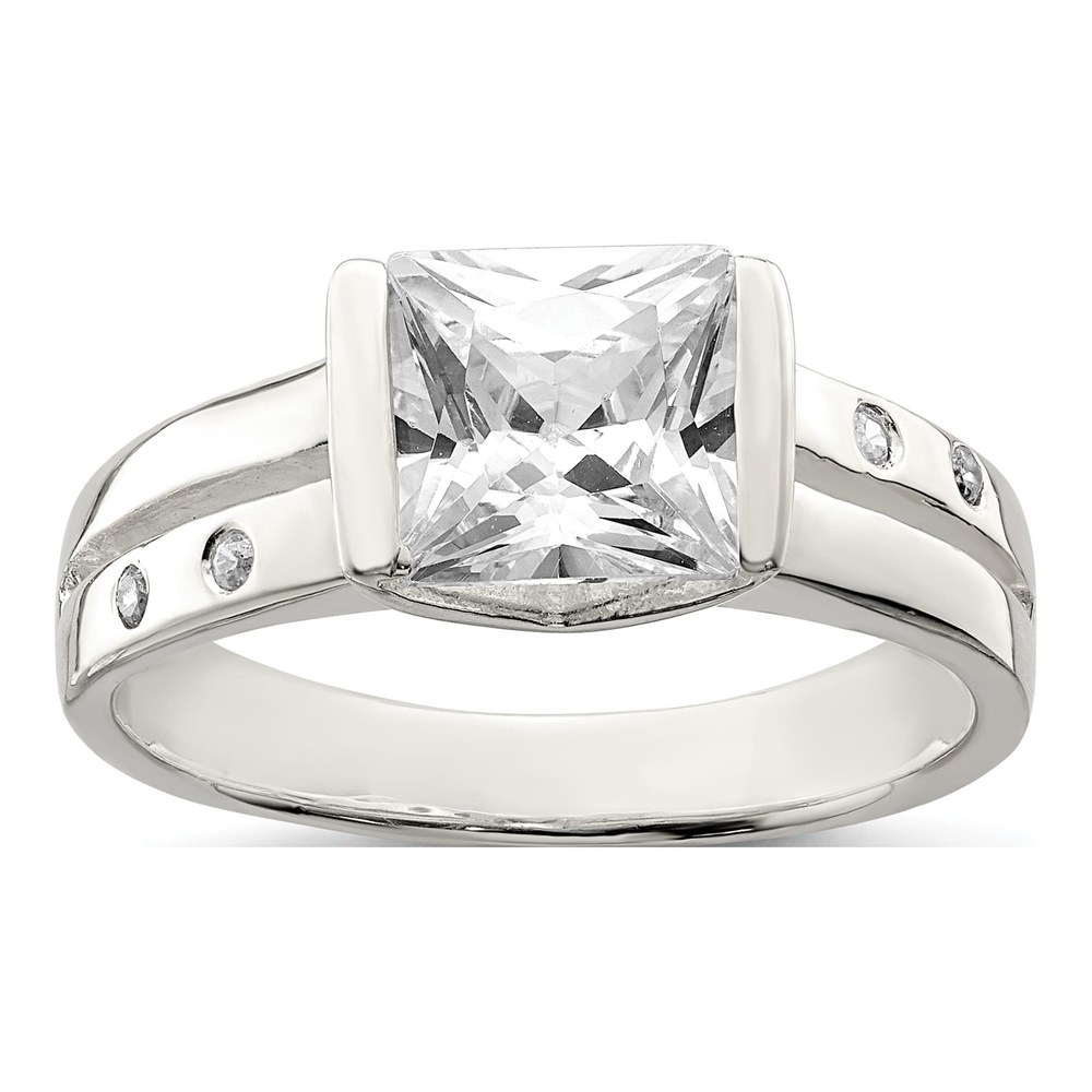 Sterling Silver CZ Square Ring