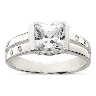 Sterling Silver CZ Square Ring