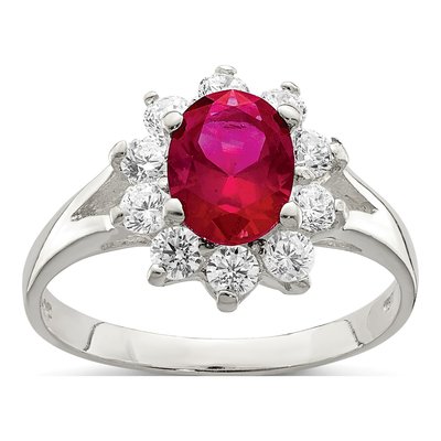 Sterling Silver CZ Oval Cluster Ring