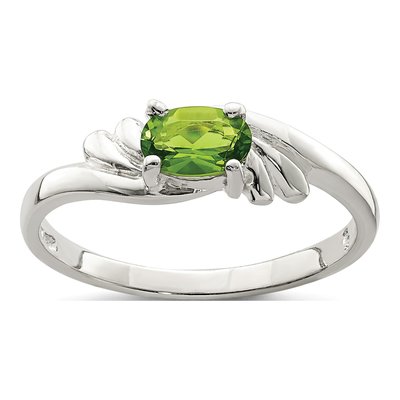 Sterling Silver CZ Lime Oval Ring