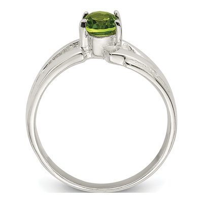 Sterling Silver CZ Lime Oval Ring – view 2