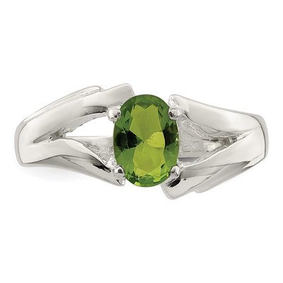 Sterling Silver CZ Lime Oval Ring – view 5