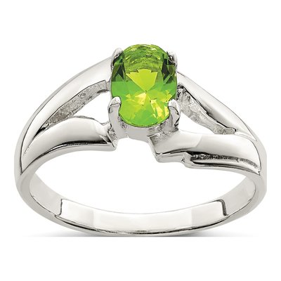 Sterling Silver CZ Lime Oval Ring
