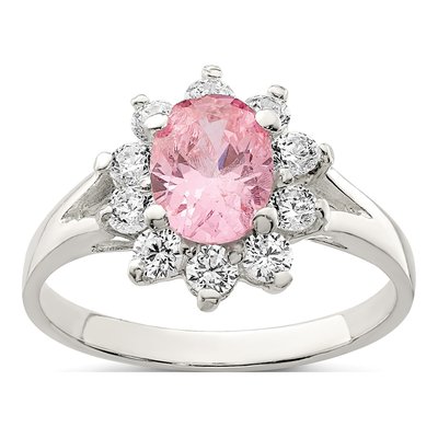 Sterling Silver CZ Oval Cluster Ring