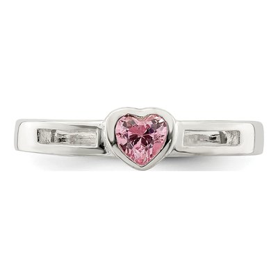 Sterling Silver CZ Heart Ring – view 6