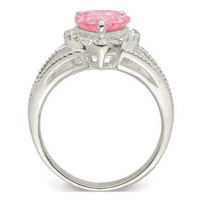 Sterling Silver CZ Heart Ring – view 3