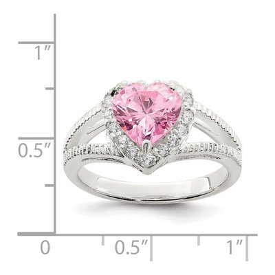 Sterling Silver CZ Heart Ring – view 4