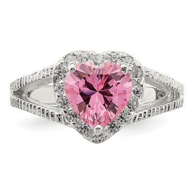 Sterling Silver CZ Heart Ring – view 6