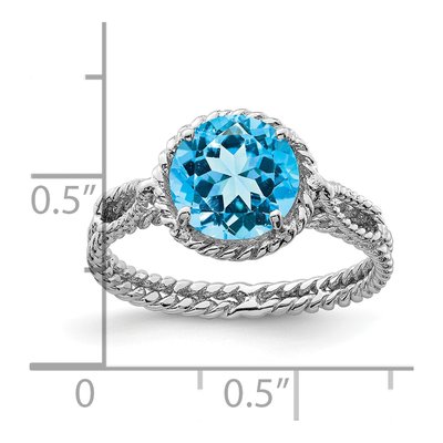 Sterling Silver Sky Blue Topaz Twisted Ring – view 4
