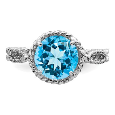 Sterling Silver Sky Blue Topaz Twisted Ring – view 6