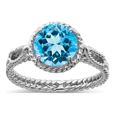 Sterling Silver Sky Blue Topaz Twisted Ring