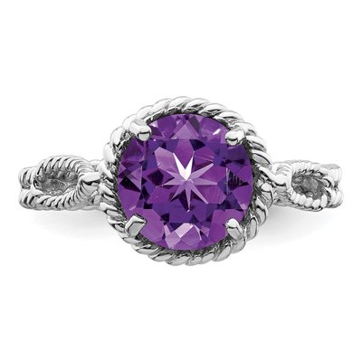 Sterling Silver Amethyst Twisted Ring – view 6