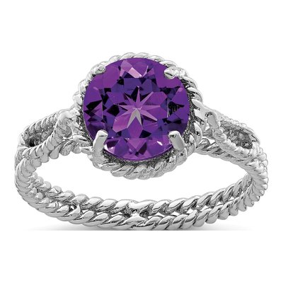 Sterling Silver Amethyst Twisted Ring