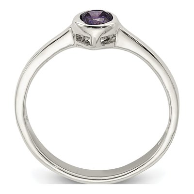 Sterling Silver CZ Round Bezel Ring – view 3