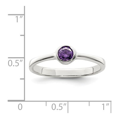 Sterling Silver CZ Round Bezel Ring – view 4