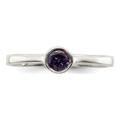 Sterling Silver CZ Round Bezel Ring – view 6