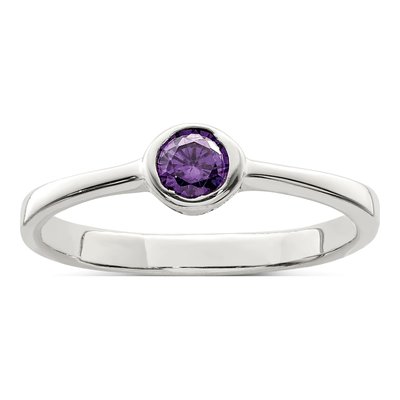Sterling Silver CZ Round Bezel Ring