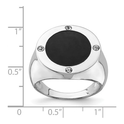 Men's Sterling Silver Onyx & CZ Ring – view 4