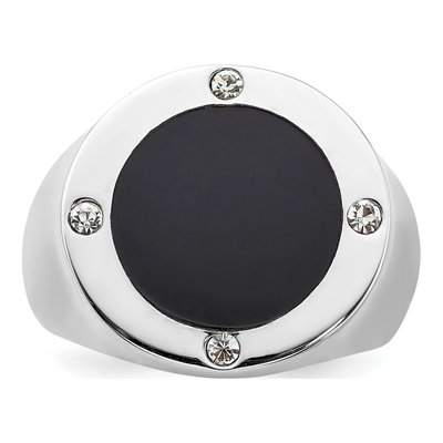 Men's Sterling Silver Onyx & CZ Ring – view 6