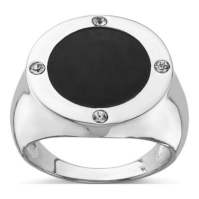Men's Sterling Silver Onyx & CZ Ring