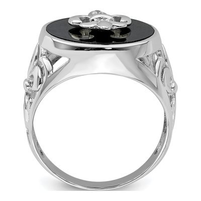 Men's Sterling Silver Onyx & CZ Ring – view 3