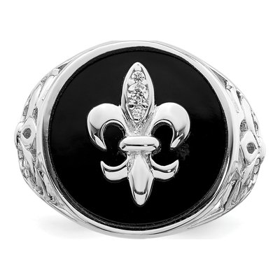 Men's Sterling Silver Onyx & CZ Ring – view 6