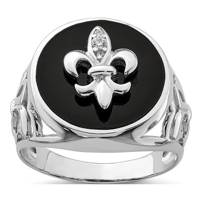 Men's Sterling Silver Onyx & CZ Ring